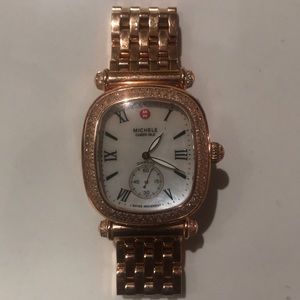 Michele Caber Isle diamond rose gold watch